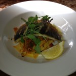 Sea bass on papardelle