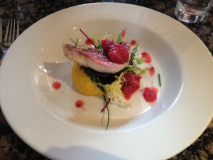 Red mullet with gooseberry compote